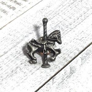 Vintage Carousel Horse Pin Brooch Pewter Metal